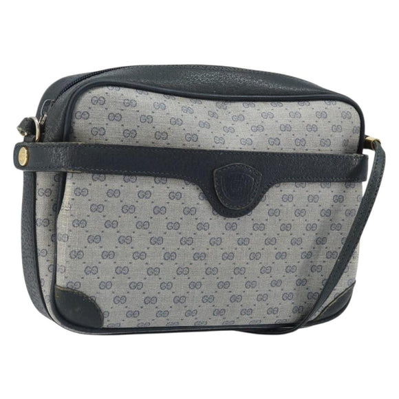 GUCCI Micro GG Supreme Shoulder Bag PVC Navy Gold 007 904 0423 Auth 174532