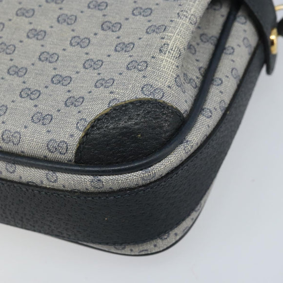 GUCCI Micro GG Supreme Shoulder Bag PVC Navy Gold 007 904 0423 Auth 174532