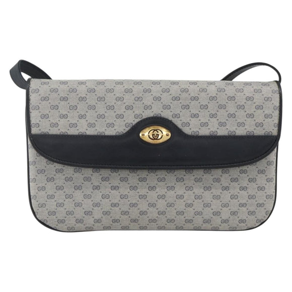 GUCCI Micro GG Supreme Shoulder Bag PVC Navy Gold 004 106 0024 Auth 174535