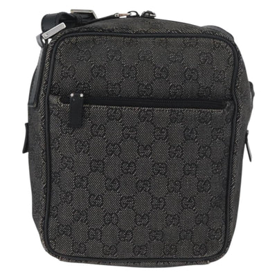 GUCCI GG Canvas Shoulder Bag Black Silver 03136 Auth 174538 - 0