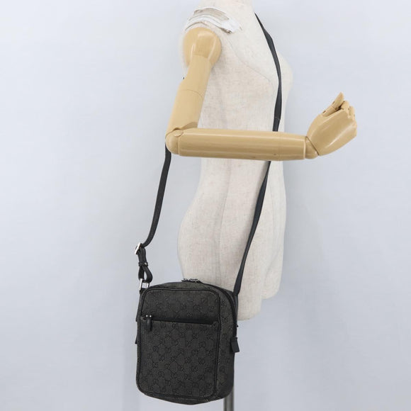 GUCCI GG Canvas Shoulder Bag Black Silver 03136 Auth 174538