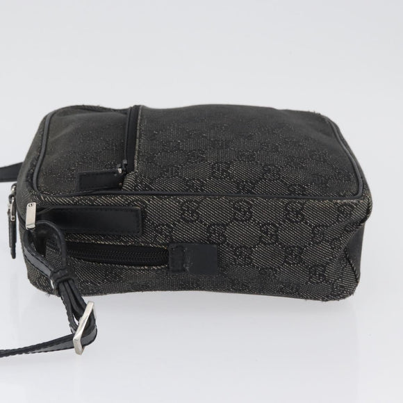 GUCCI GG Canvas Shoulder Bag Black Silver 03136 Auth 174538