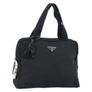 PRADA Hand Bag Nylon Black Silver Auth 174539-1