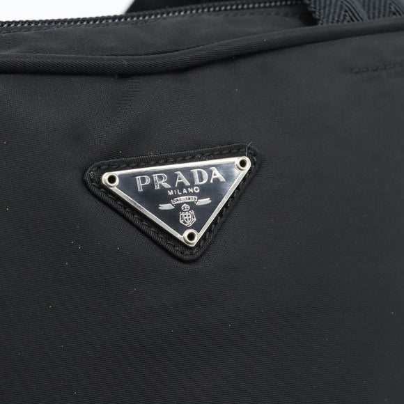 PRADA Hand Bag Nylon Black Silver Auth 174539