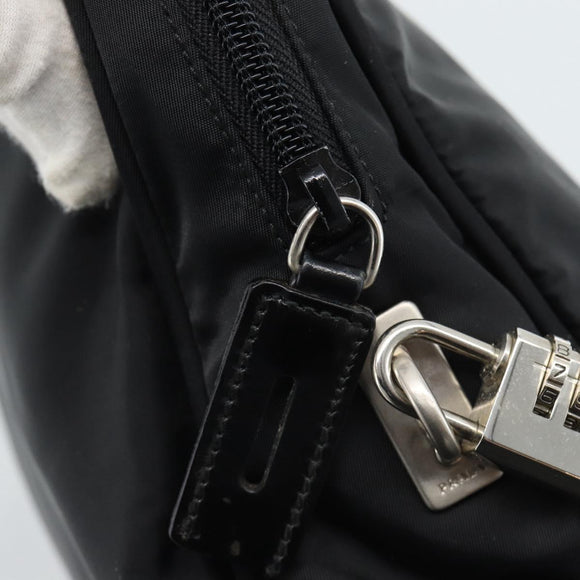 PRADA Hand Bag Nylon Black Silver Auth 174539