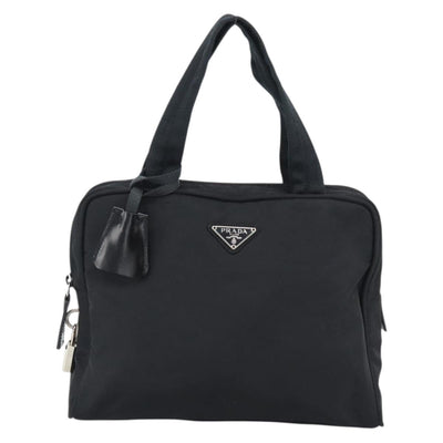 PRADA Hand Bag Nylon Black Silver Auth 174539 - 0