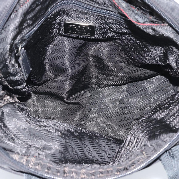 PRADA Hand Bag Nylon Black Silver Auth 174539