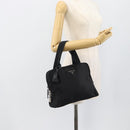 PRADA Hand Bag Nylon Black Silver Auth 174539-27
