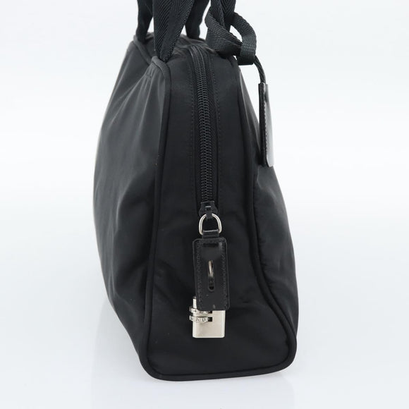 PRADA Hand Bag Nylon Black Silver Auth 174539