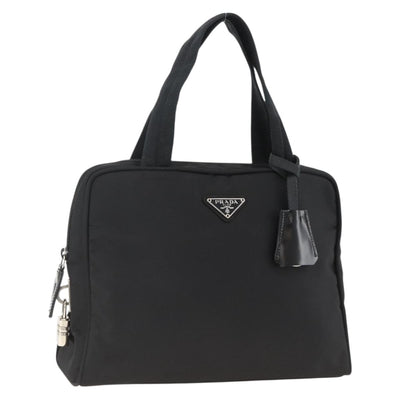 PRADA Hand Bag Nylon Black Silver Auth 174539A