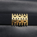 Salvatore Ferragamo Gancini Shoulder Bag Leather Navy Gold Auth 174541-14