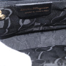 Salvatore Ferragamo Gancini Shoulder Bag Leather Navy Gold Auth 174541-17