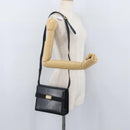Salvatore Ferragamo Gancini Shoulder Bag Leather Navy Gold Auth 174541-22