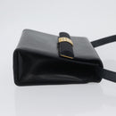 Salvatore Ferragamo Gancini Shoulder Bag Leather Navy Gold Auth 174541-4