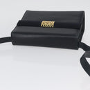 Salvatore Ferragamo Gancini Shoulder Bag Leather Navy Gold Auth 174541-6
