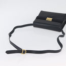 Salvatore Ferragamo Gancini Shoulder Bag Leather Navy Gold Auth 174541-7