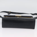 Salvatore Ferragamo Gancini Shoulder Bag Leather Navy Gold Auth 174541-9
