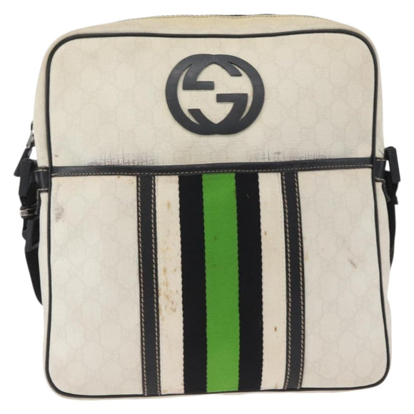 GUCCI GG Supreme Shoulder Bag PVC White 181061 506631 Auth 174543