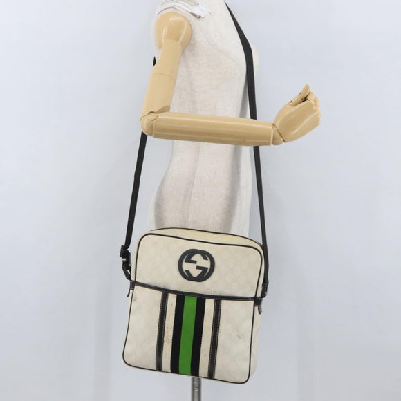GUCCI GG Supreme Shoulder Bag PVC White 181061 506631 Auth 174543