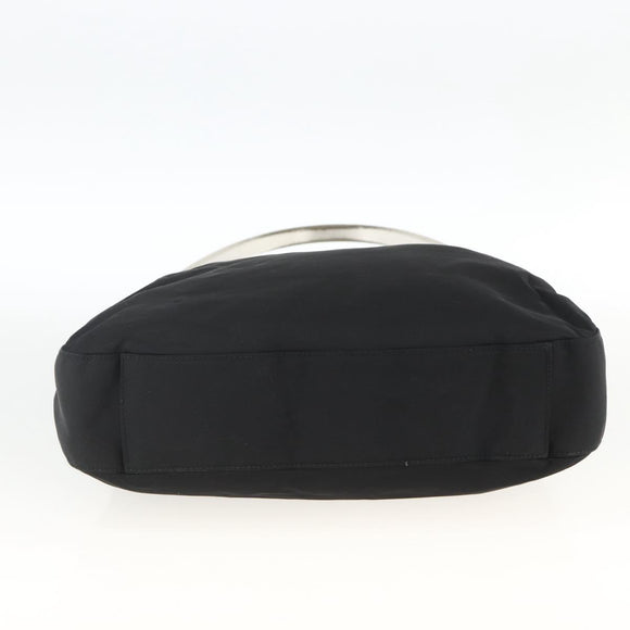 PRADA Shoulder Bag Nylon Black Silver Auth 174544