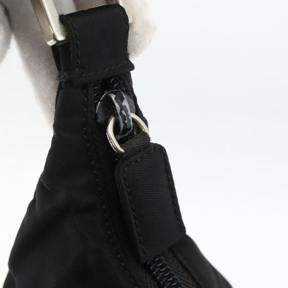 PRADA Shoulder Bag Nylon Black Silver Auth 174544