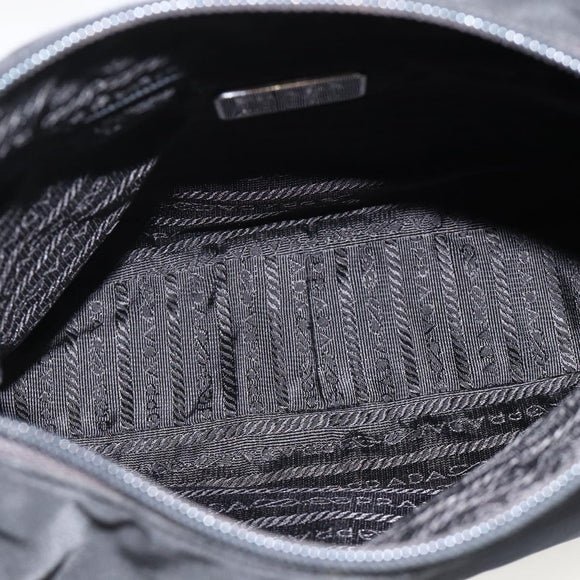 PRADA Shoulder Bag Nylon Black Silver Auth 174544