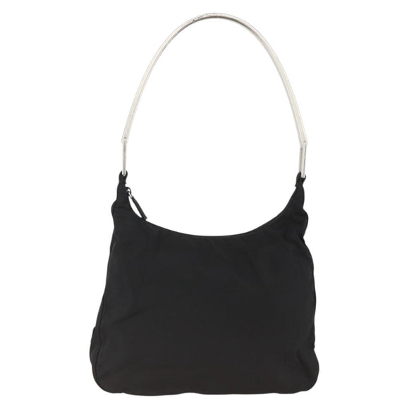 PRADA Shoulder Bag Nylon Black Silver Auth 174544