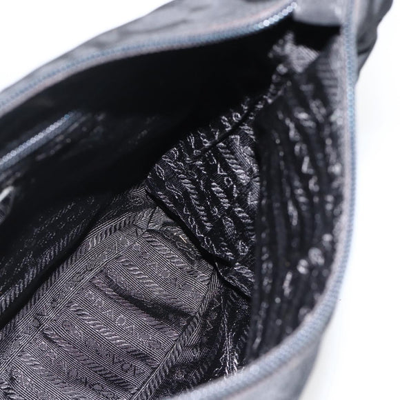 PRADA Shoulder Bag Nylon Black Silver Auth 174544