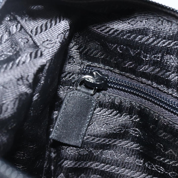 PRADA Shoulder Bag Nylon Black Silver Auth 174544