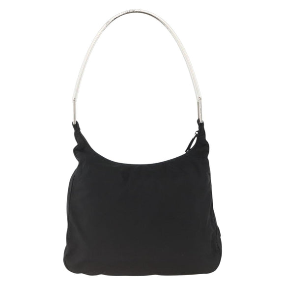 PRADA Shoulder Bag Nylon Black Silver Auth 174544
