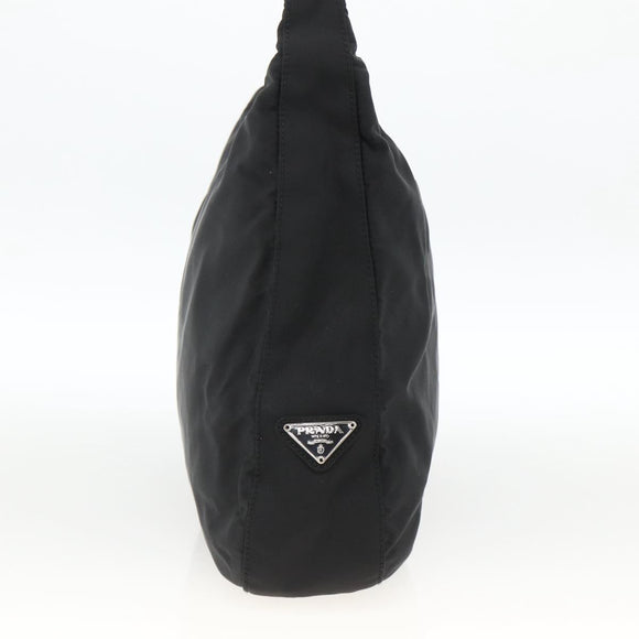 PRADA Shoulder Bag Nylon Black Silver Auth 174544
