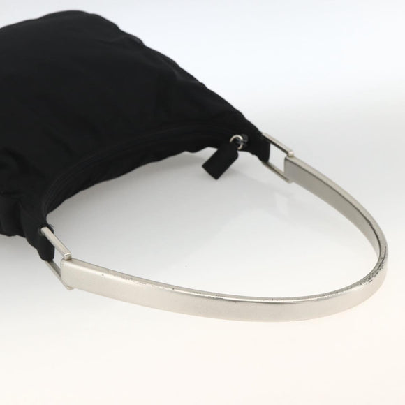 PRADA Shoulder Bag Nylon Black Silver Auth 174544