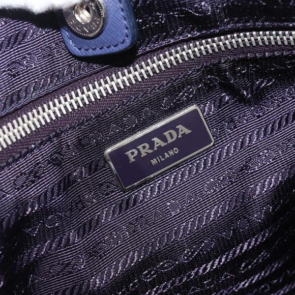 PRADA Tote Bag Nylon Leather Light Blue Silver Auth 174547