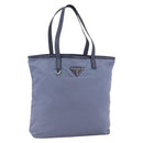 PRADA Tote Bag Nylon Leather Light Blue Silver Auth 174547-1