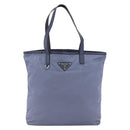 PRADA Tote Bag Nylon Leather Light Blue Silver Auth 174547-13