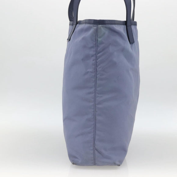 PRADA Tote Bag Nylon Leather Light Blue Silver Auth 174547