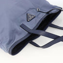 PRADA Tote Bag Nylon Leather Light Blue Silver Auth 174547-6