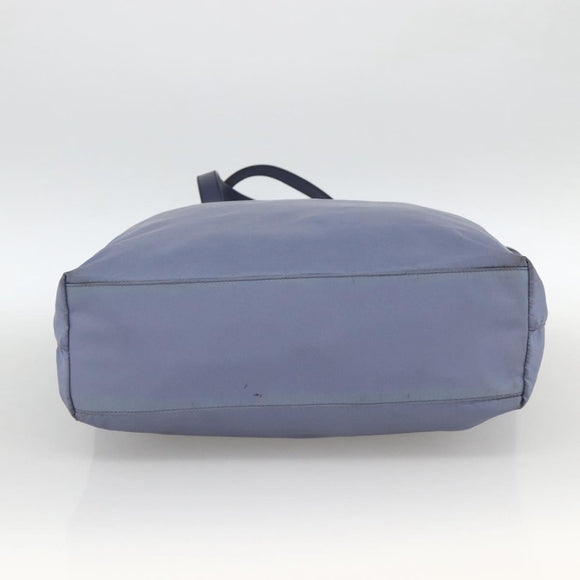 PRADA Tote Bag Nylon Leather Light Blue Silver Auth 174547