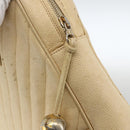 CHANEL Handtas Kaviaarleer Crème Goud CC Auth 174548-14