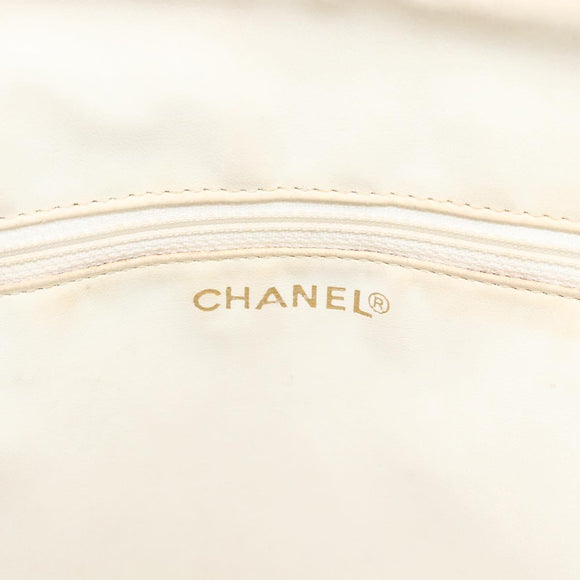 CHANEL Handtas Kaviaarleer Crème Goud CC Auth 174548