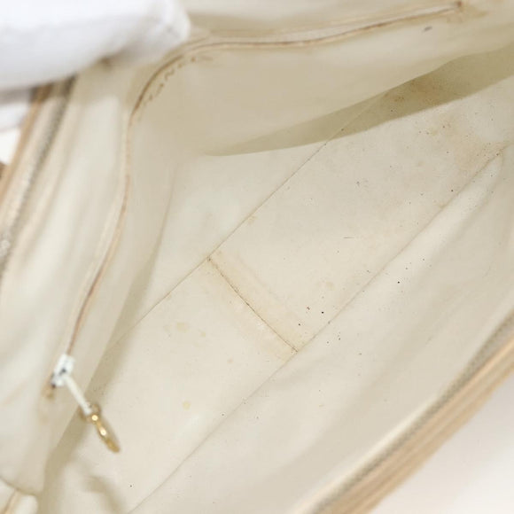 CHANEL Handtas Kaviaarleer Crème Goud CC Auth 174548