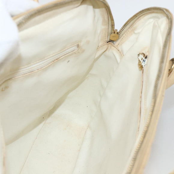 CHANEL Handtas Kaviaarleer Crème Goud CC Auth 174548