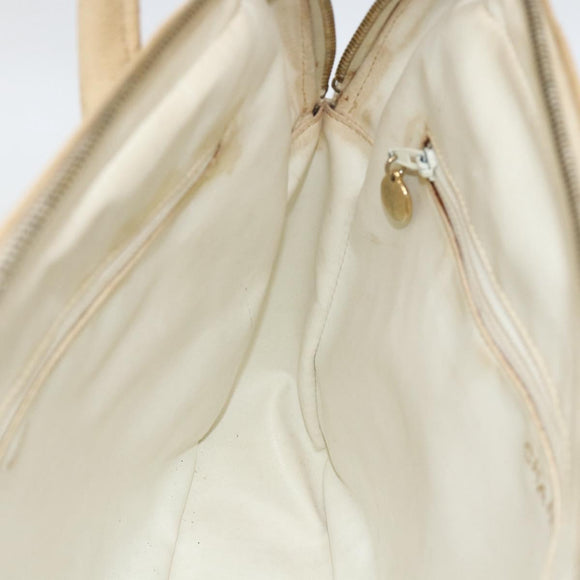 CHANEL Handtas Kaviaarleer Crème Goud CC Auth 174548