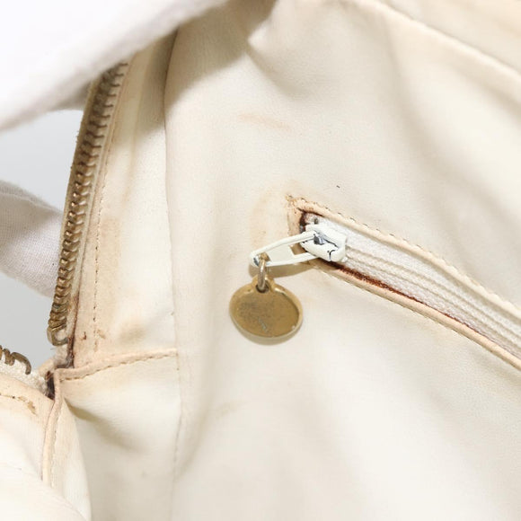 CHANEL Handtas Kaviaarleer Crème Goud CC Auth 174548