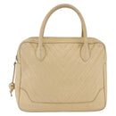 CHANEL Handtas Kaviaarleer Crème Goud CC Auth 174548-2