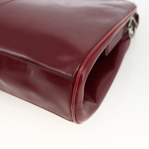PRADA Hand Bag Leather Bordeaux Auth 174549