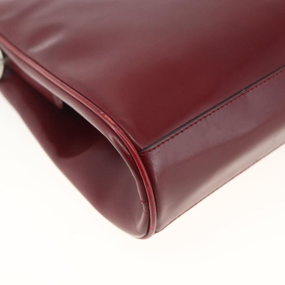 PRADA Hand Bag Leather Bordeaux Auth 174549