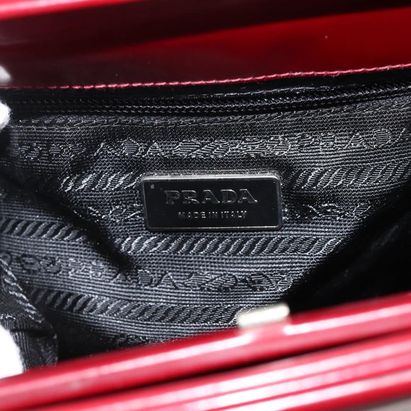 PRADA Hand Bag Leather Bordeaux Auth 174549