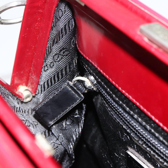 PRADA Hand Bag Leather Bordeaux Auth 174549