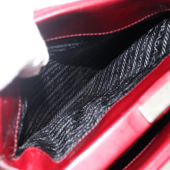 PRADA Hand Bag Leather Bordeaux Auth 174549